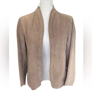 Vintage leather suede tan jordache open front blazer jacket